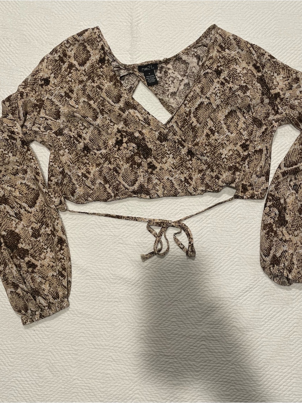 Rue21 Brown Snake Print Wrap Crop Top, medium